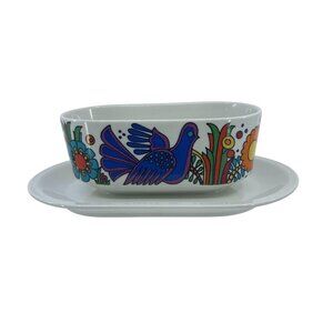 villeroy & boch "acapulco" vintage porcelain gravy boat with tray (1 piece)